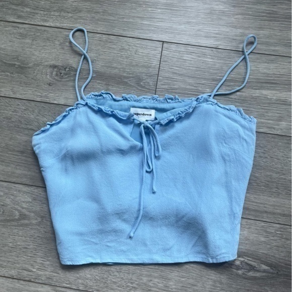 Superdown Blue Crop Top - Picture 1 of 6